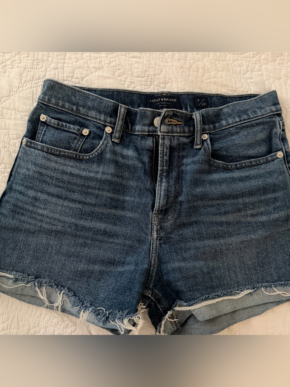 Lucky Brand Dark Blue Mid-Rise Cutoff Denim Shorts 8/29